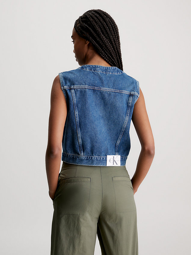 denim fitted denim vest for women calvin klein jeans