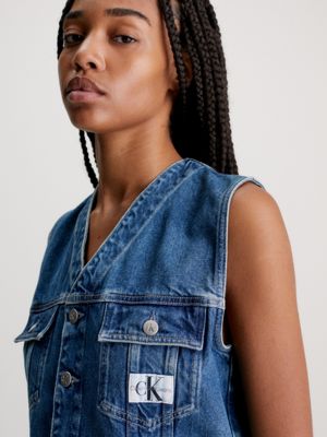 Long blue clearance jean vest