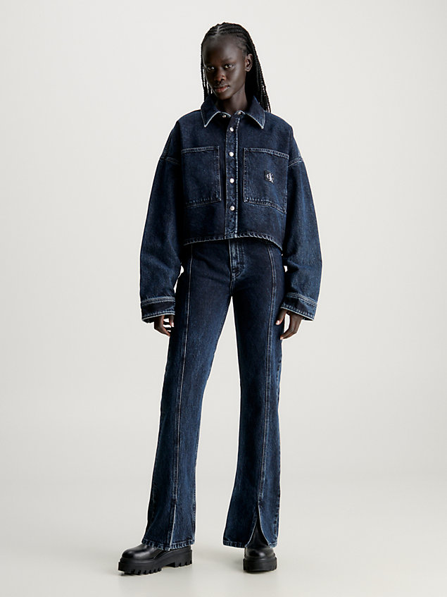 denim oversized cropped denim-hemd für damen - calvin klein jeans