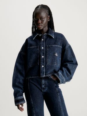 Cropped denim best sale shirt womens