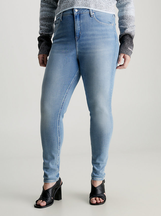 denim grote maat high rise skinny jeans voor dames - calvin klein jeans