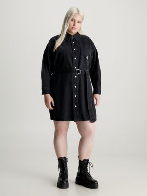 Plus denim hot sale shirt dress