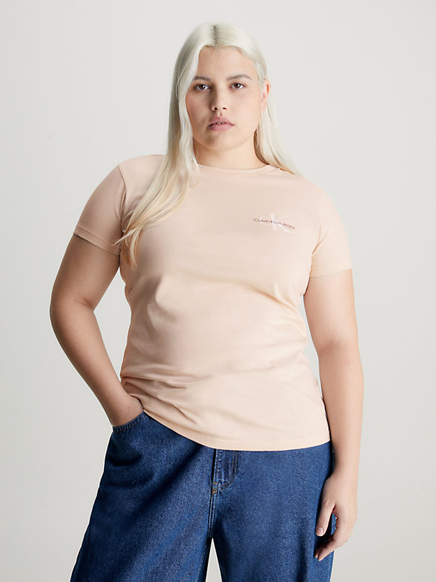 t-shirt slim in confezione da 2 ck black / putty beige da donna calvin klein jeans