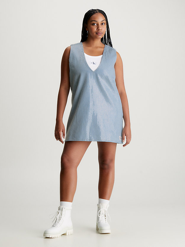 denim light denimowa sukienka mini z cekinami dla kobiety - calvin klein jeans