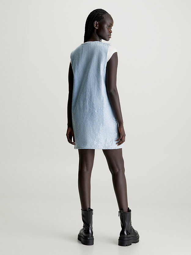 denim light sequin denim mini dress for women calvin klein jeans