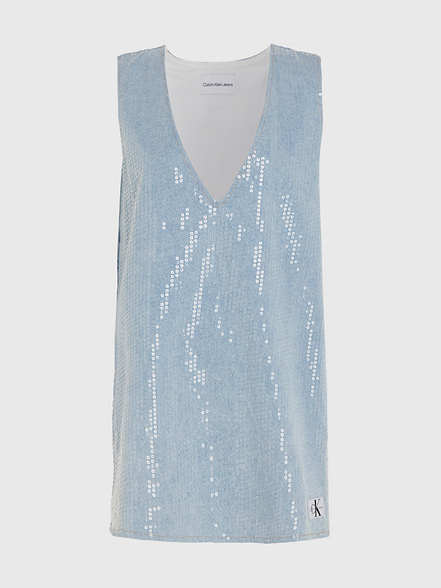 denim light denimowa sukienka mini z cekinami dla kobiety - calvin klein jeans