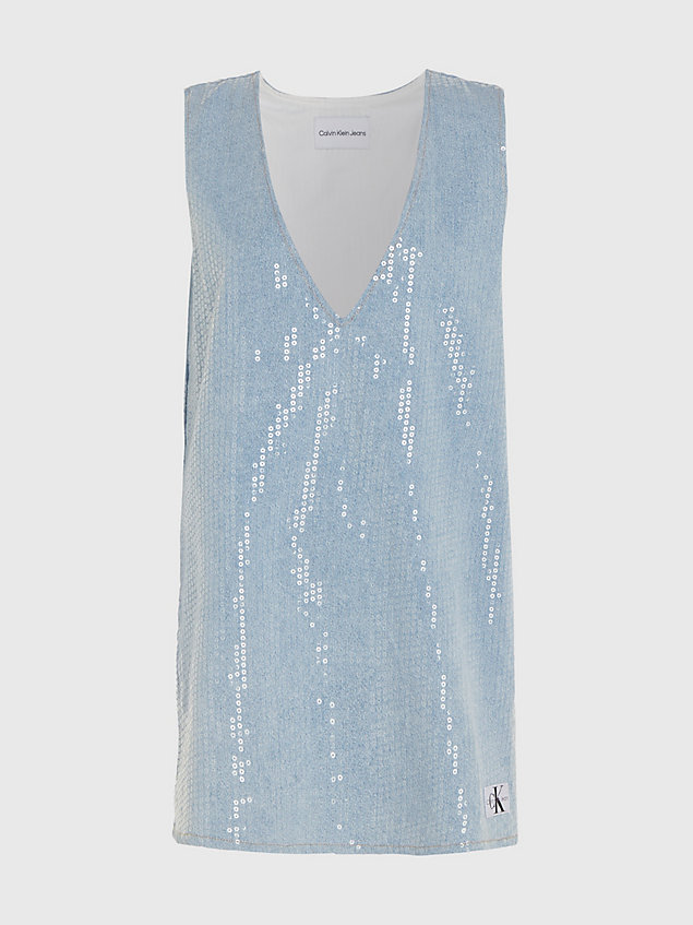 denim sequin denim mini dress for women calvin klein jeans