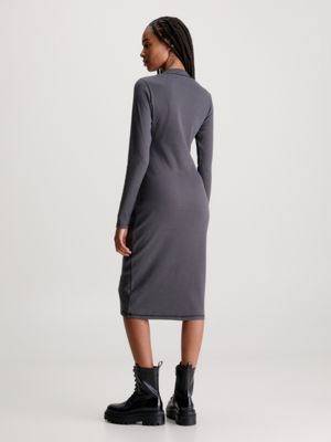 Slim Ribbed All-Over Logo Dress Calvin Klein®