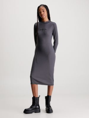 Midi-Kleid Calvin Schmal | geripptes Klein® J20J222514PT2