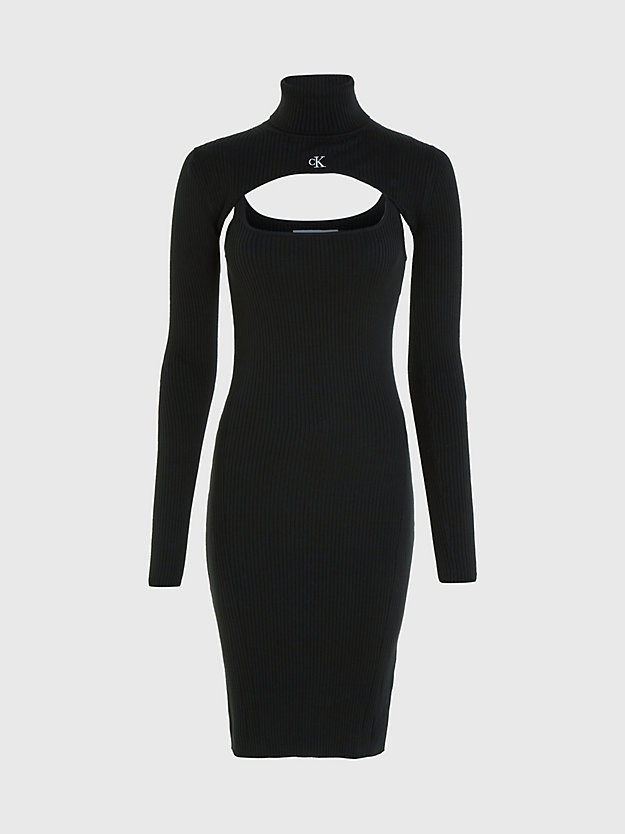 ck black 2-in-1 roll neck jumper dress for women calvin klein jeans