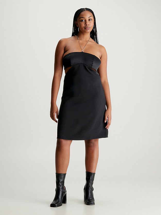 robe bustier en satin avec chaîne ck black pour femmes calvin klein jeans