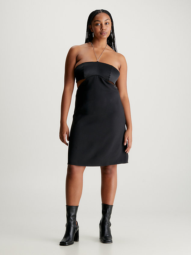 robe bustier en satin avec chaîne black pour femmes calvin klein jeans