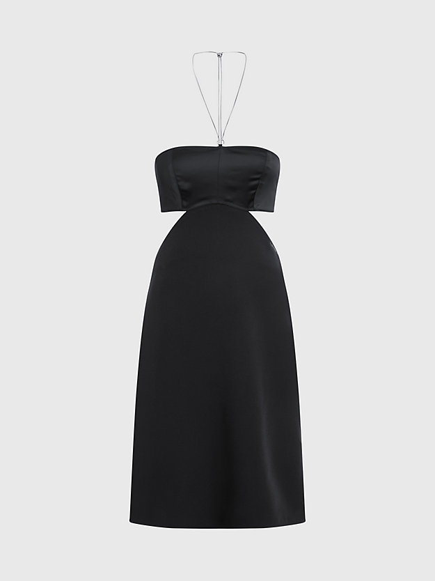 ck black satin chain detail bustier dress for women calvin klein jeans