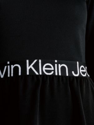 Calvin Klein Jeans LOGO ELASTIC MILANO LS DRESS Black - Fast delivery