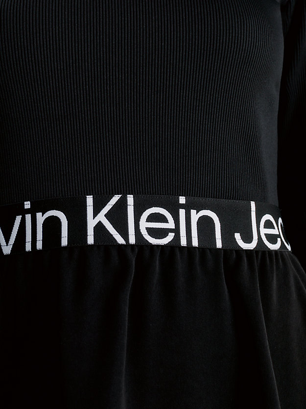 ck black logo tape long sleeve dress for women calvin klein jeans