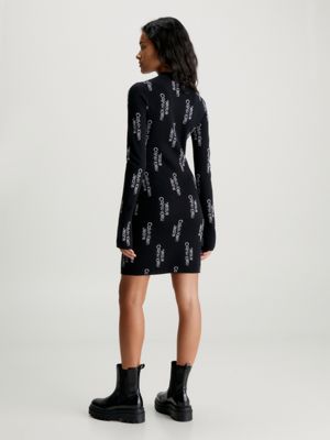 black allover 07 all-over logo jumper dress for women calvin klein jeans