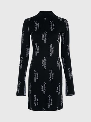 black allover 07 all-over logo jumper dress for women calvin klein jeans