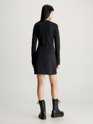 black sukienka z długim rękawem z dżerseju milano dla kobiety - calvin klein jeans