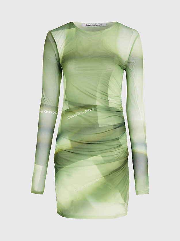 robe double épaisseur en maille imprimée green illuminated aop pour femmes calvin klein jeans