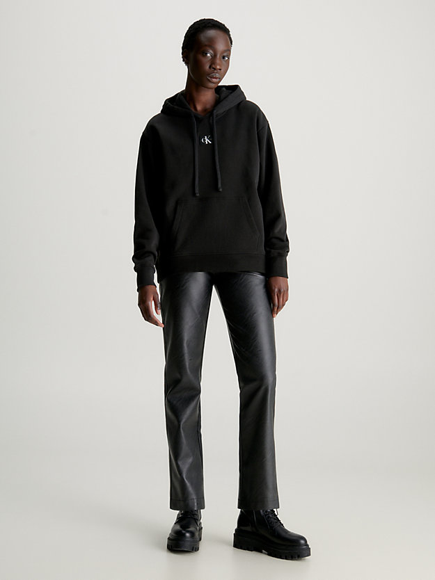 sweat-shirt à capuche oversized en tissu éponge de coton ck black pour femmes calvin klein jeans