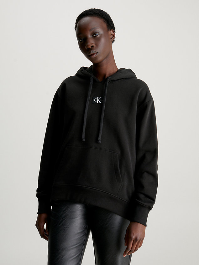 black oversized cotton terry hoodie for women calvin klein jeans