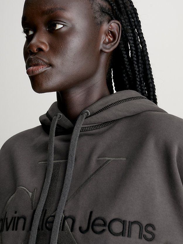 washedblack cropped monogram hoodie for women calvin klein jeans