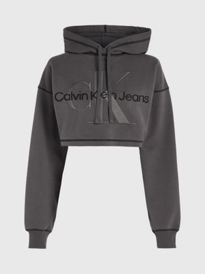 Calvin klein hotsell grey cropped hoodie