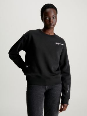 Calvin Klein Jeans glitched CK logo crew neck sweatshirt in black