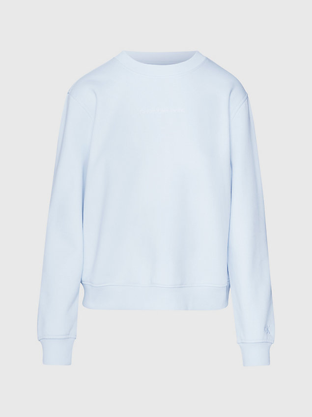 blue cotton blend fleece sweatshirt for women calvin klein jeans