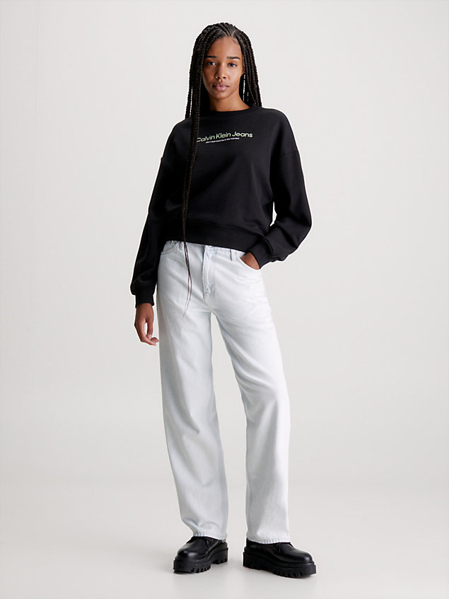 black lässiges sweatshirt mit grafischem print für damen - calvin klein jeans