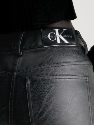 CALVIN KLEIN JEANS - Women's regular faux-leather skirt - black