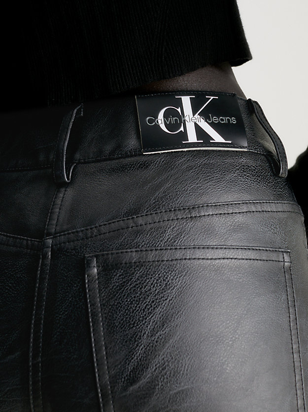 ck black high rise faux leather trousers for women calvin klein jeans