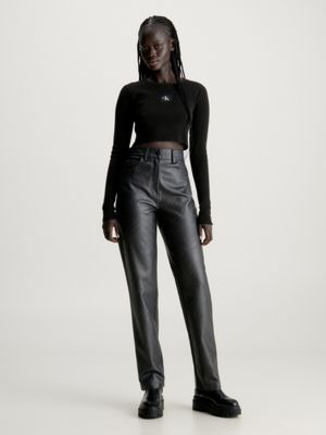 Imperial Shop Online Cropped high-waisted faux leather straight