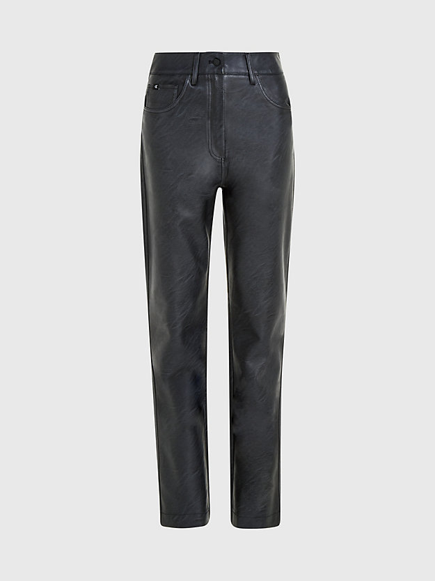 pantalon taille haute en similicuir ck black pour femmes calvin klein jeans