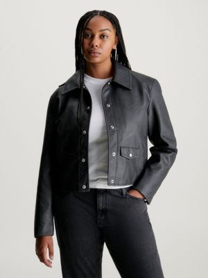 Calvin klein faux shop leather jacket womens