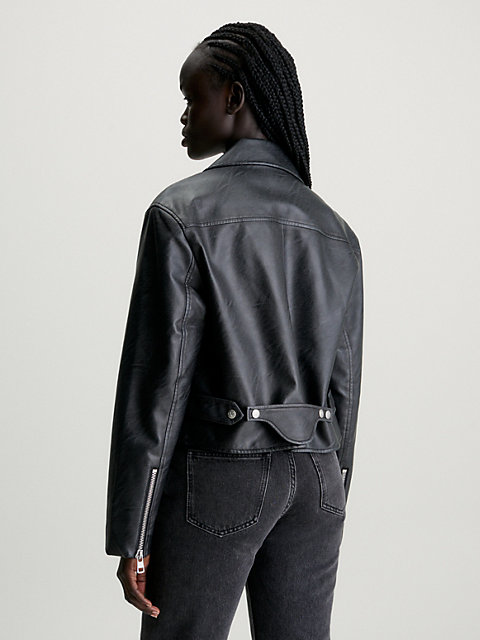 giacca in ecopelle corta black da donna calvin klein jeans