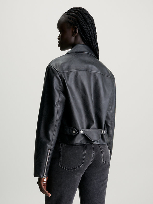 chaqueta corta de piel sintética black de mujer calvin klein jeans