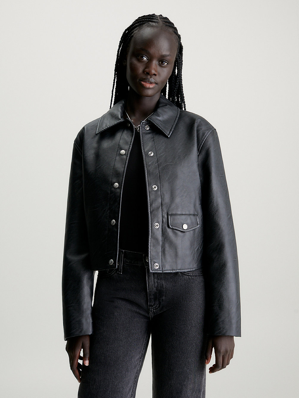 CK BLACK Short Faux Leather Jacket undefined women Calvin Klein