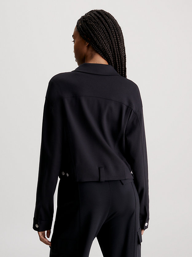 ck black kurtka koszulowa na zamek z dżerseju milano dla kobiety - calvin klein jeans
