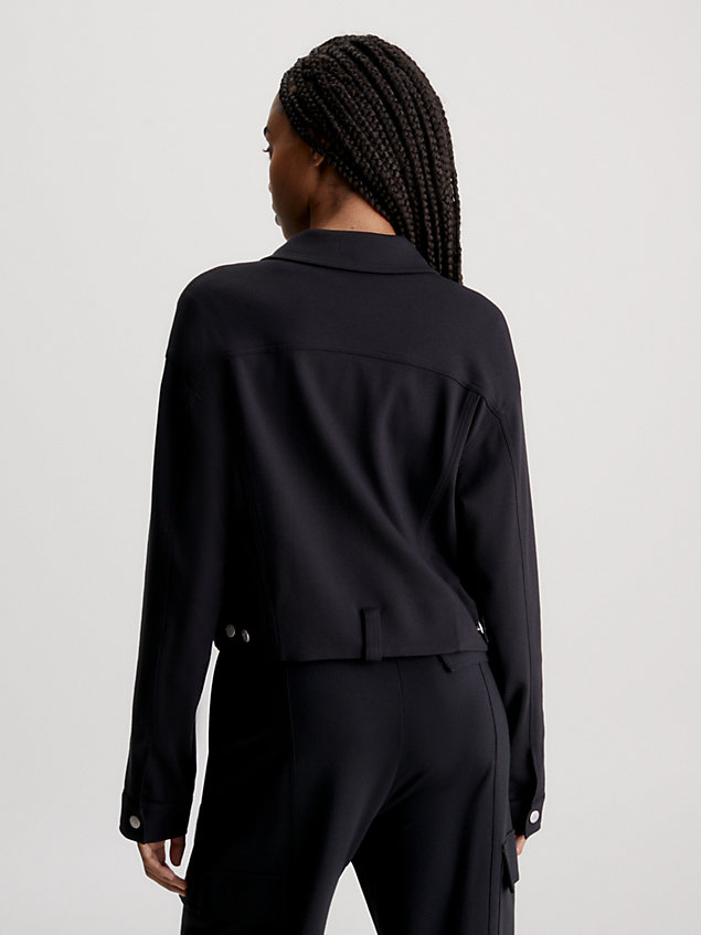 black hemdjacke mit reißverschluss aus milano-jersey für damen - calvin klein jeans