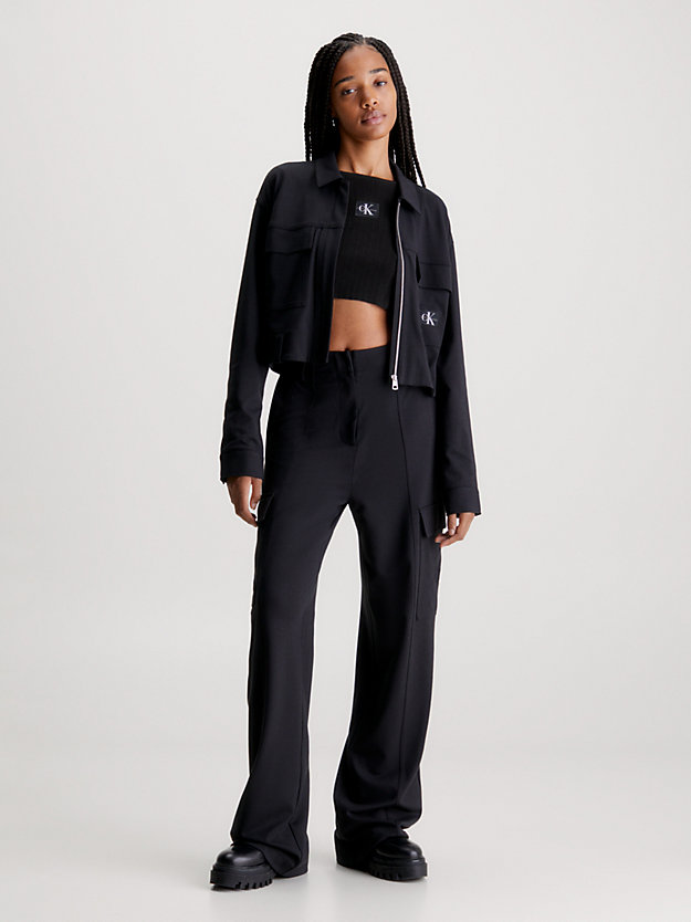 giacca-camicia con zip integrale in jersey milano ck black da donna calvin klein jeans