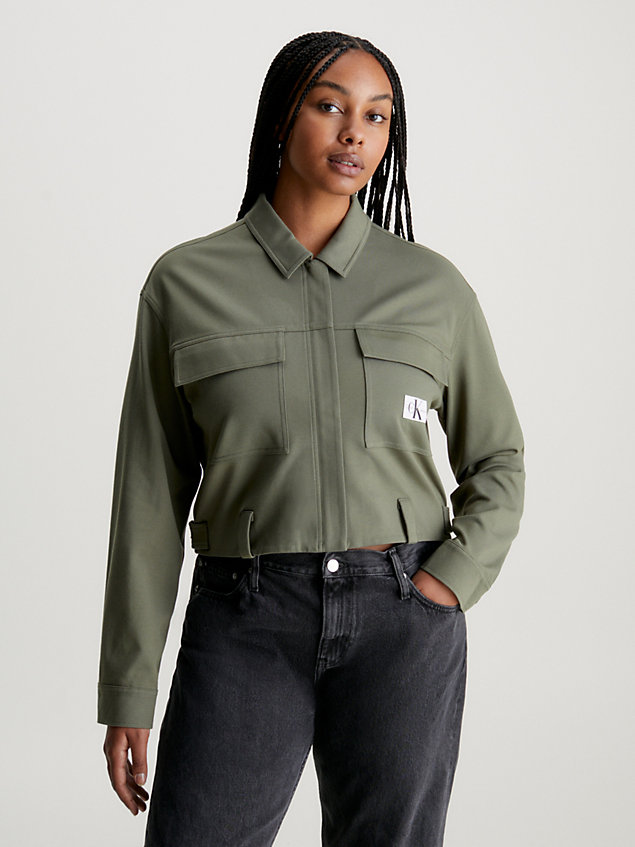 giacca-camicia con zip integrale in jersey milano green da donna calvin klein jeans