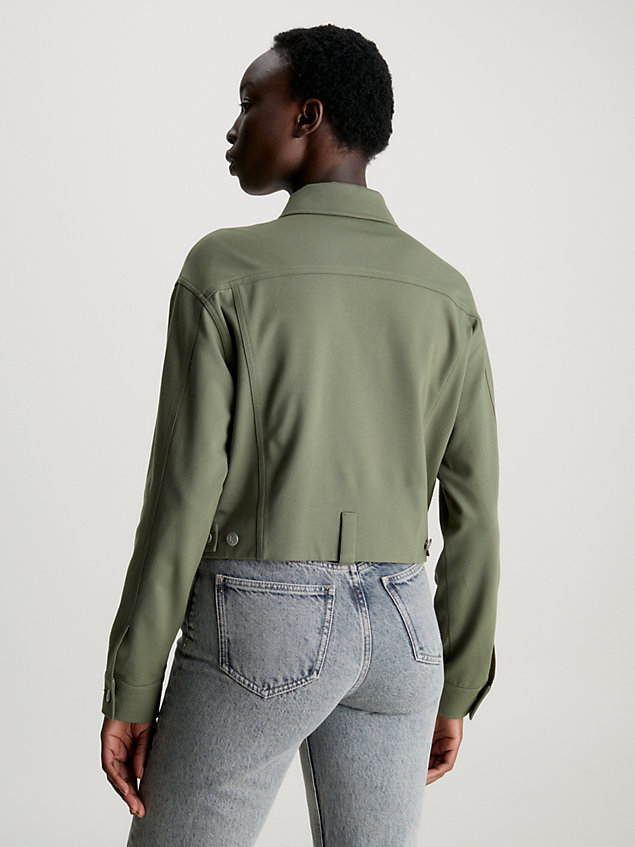 green hemdjacke mit reißverschluss aus milano-jersey für damen - calvin klein jeans