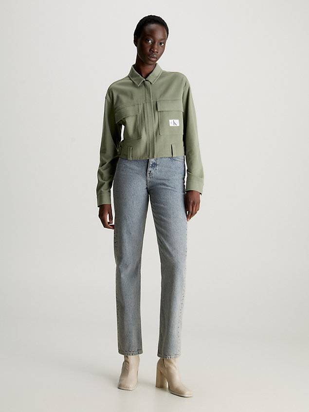 green milano jersey zip up shirt jacket for women calvin klein jeans