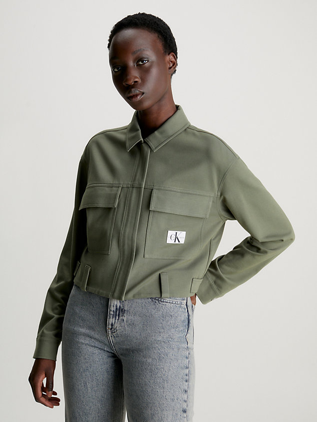 giacca-camicia con zip integrale in jersey milano green da donna calvin klein jeans
