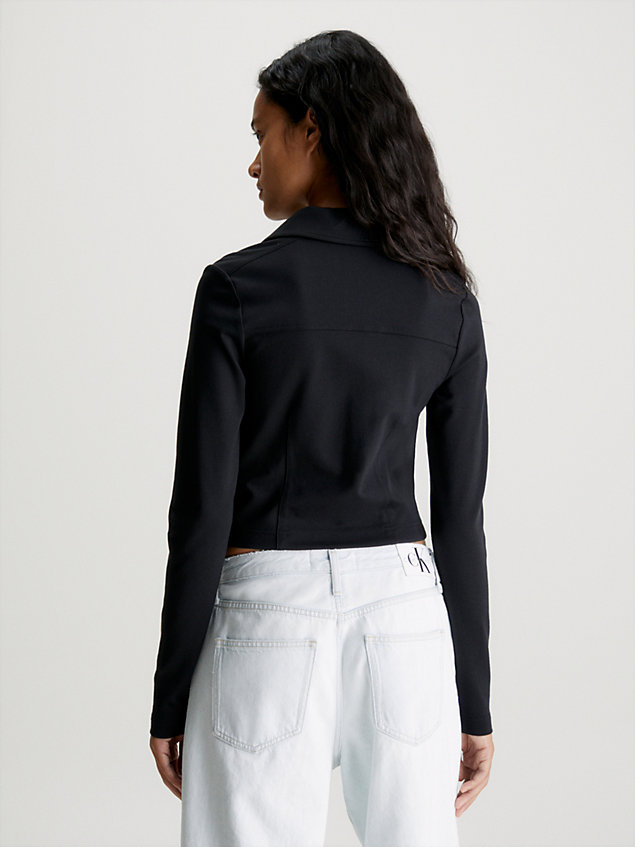 black slim milano long sleeve polo shirt for women calvin klein jeans