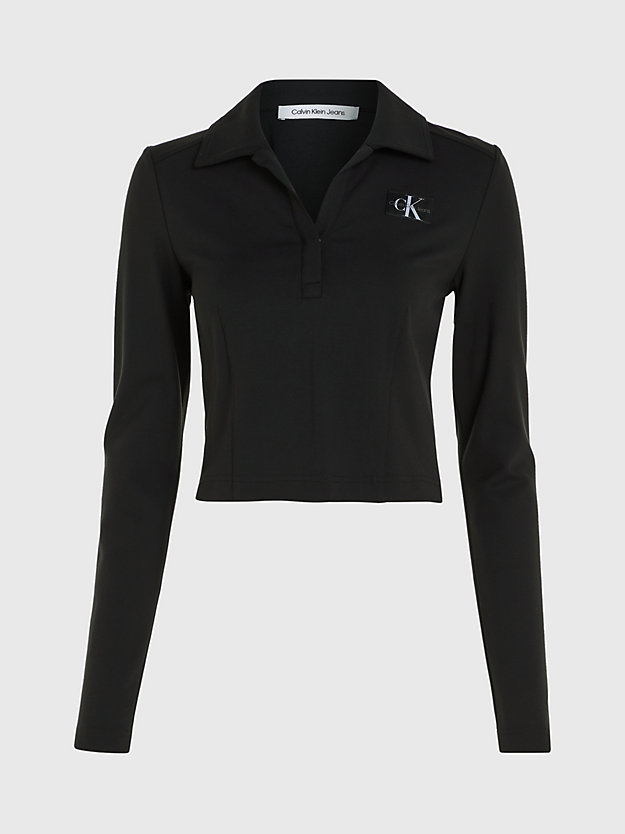 ck black slim milano long sleeve polo shirt for women calvin klein jeans