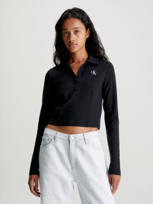 Buy Calvin Klein Logo Detail Long Sleeves Bralette In Black