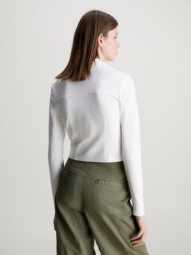 polo slim à manches longues en milano bright white pour femmes calvin klein jeans