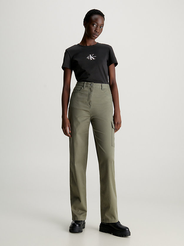 t-shirt slim avec monogramme ck black pour femmes calvin klein jeans